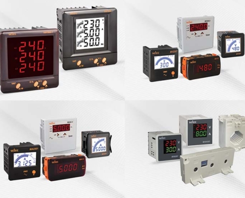 Selec Dijital Panelmetreler, Geniş Aux beslemeli dijital ampermetre, LCD VAF Metre, 3Ø, LED Ampermetre